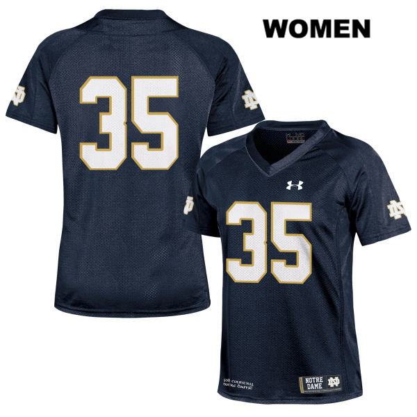 Women's NCAA Notre Dame Fighting Irish #35 TaRiq Bracy Stitched College Under Armour Authentic Navy No Name Football Jersey UV10X56GV